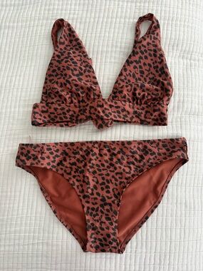 aerie Rust Leopard Triangle Bikini Top